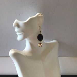 Drop BlackEarrings, Lever Back Black Gold Earrings
